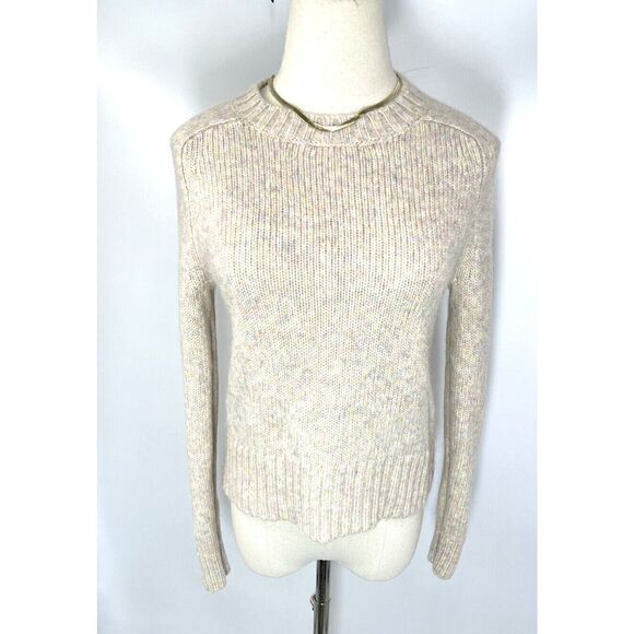J.Crew Alpaca Blend Crew Neck Sweater Ivory Speckled Yarn Long Sleeves - Picture 3 of 12